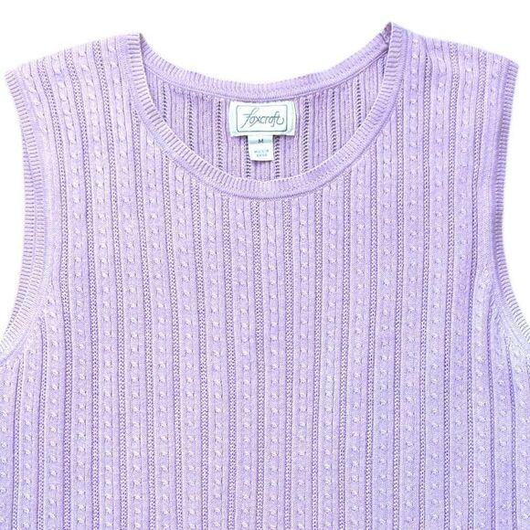 Foxcroft Cable Knit Pastel Purple Sweater Top Sz M - Picture 3 of 7